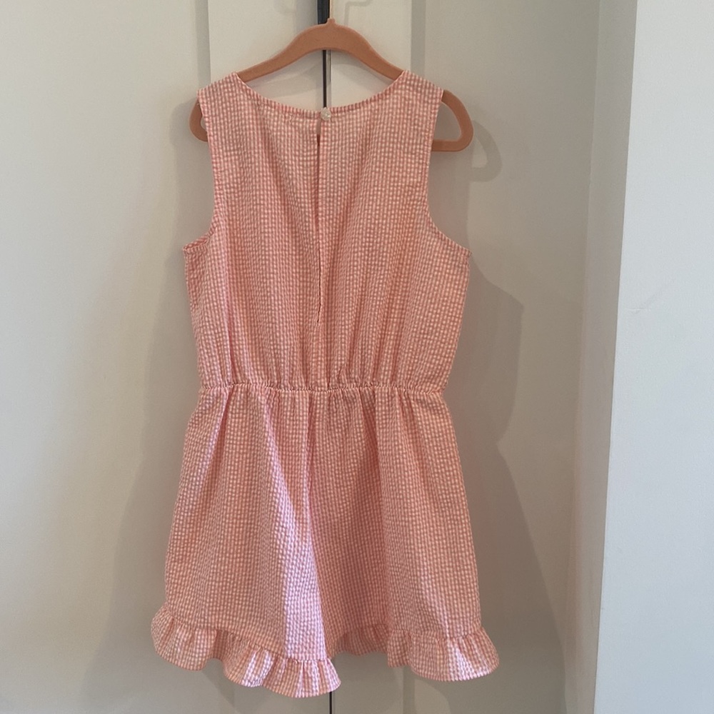 Copper Key Seersucker Romper - pink/white with button closure & ruffles - size M - Picture 9 of 10
